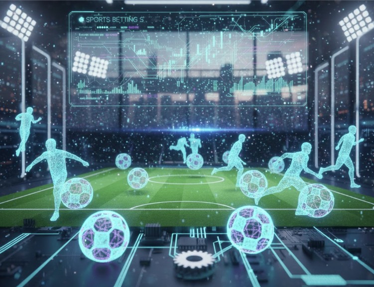 Illustration af bots på en fodboldbane